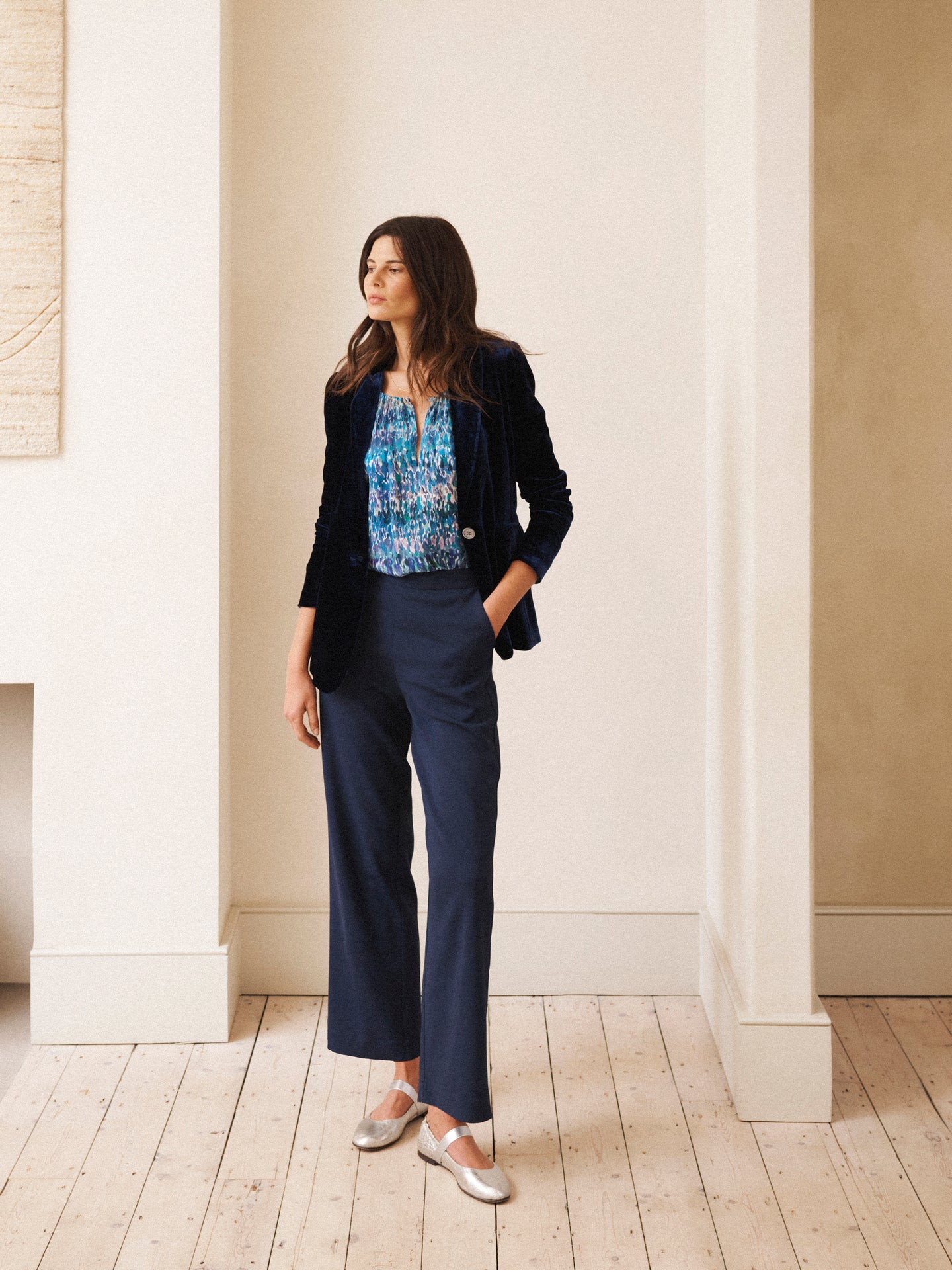 Thea viscose stretch trouser - Navy