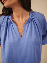 Anita cotton shirt - Azure Blue