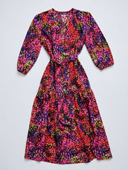 Ashlyn silk crazy petal print maxi dress | NRBY Clothing