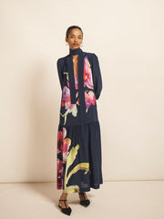 Ashlynn silk orchid print dress