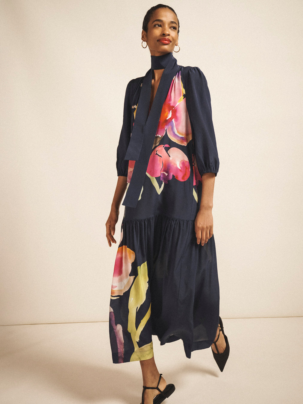 Ashlynn silk orchid print dress