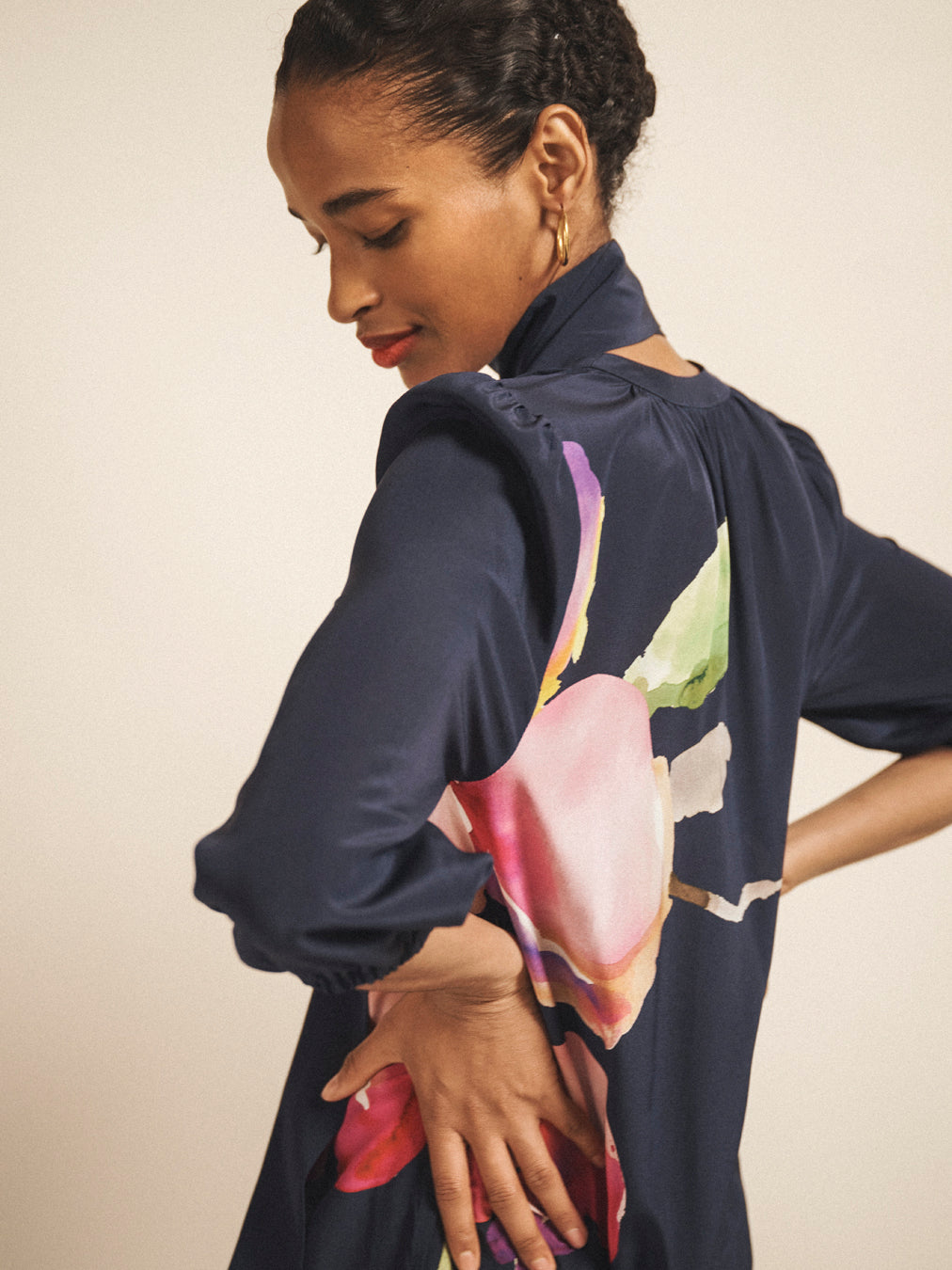 Ashlynn silk orchid print dress