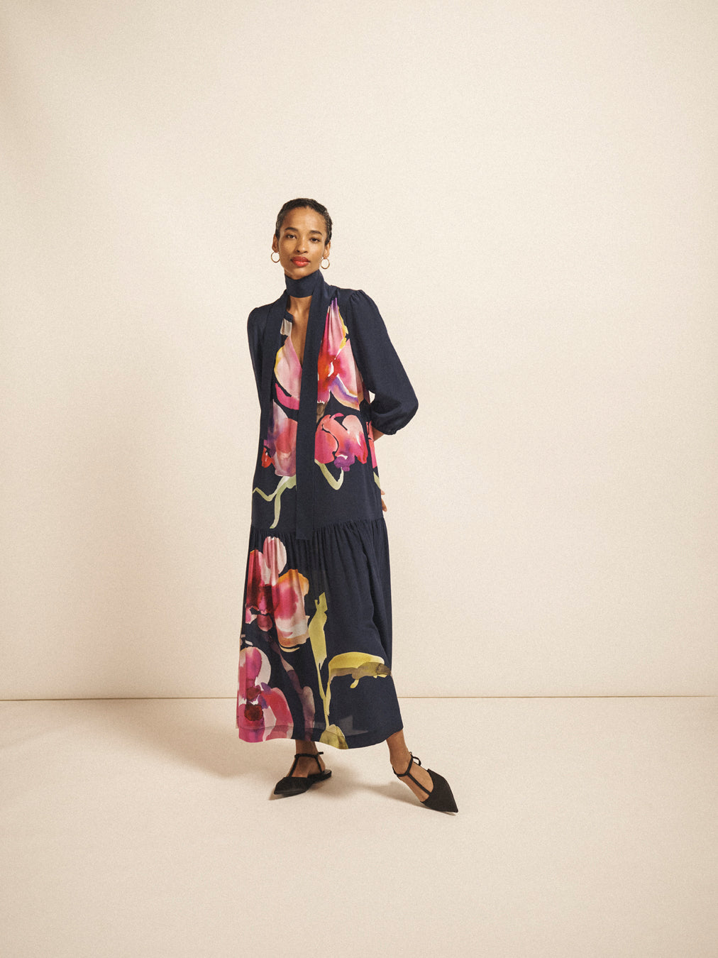 Ashlynn silk orchid print dress