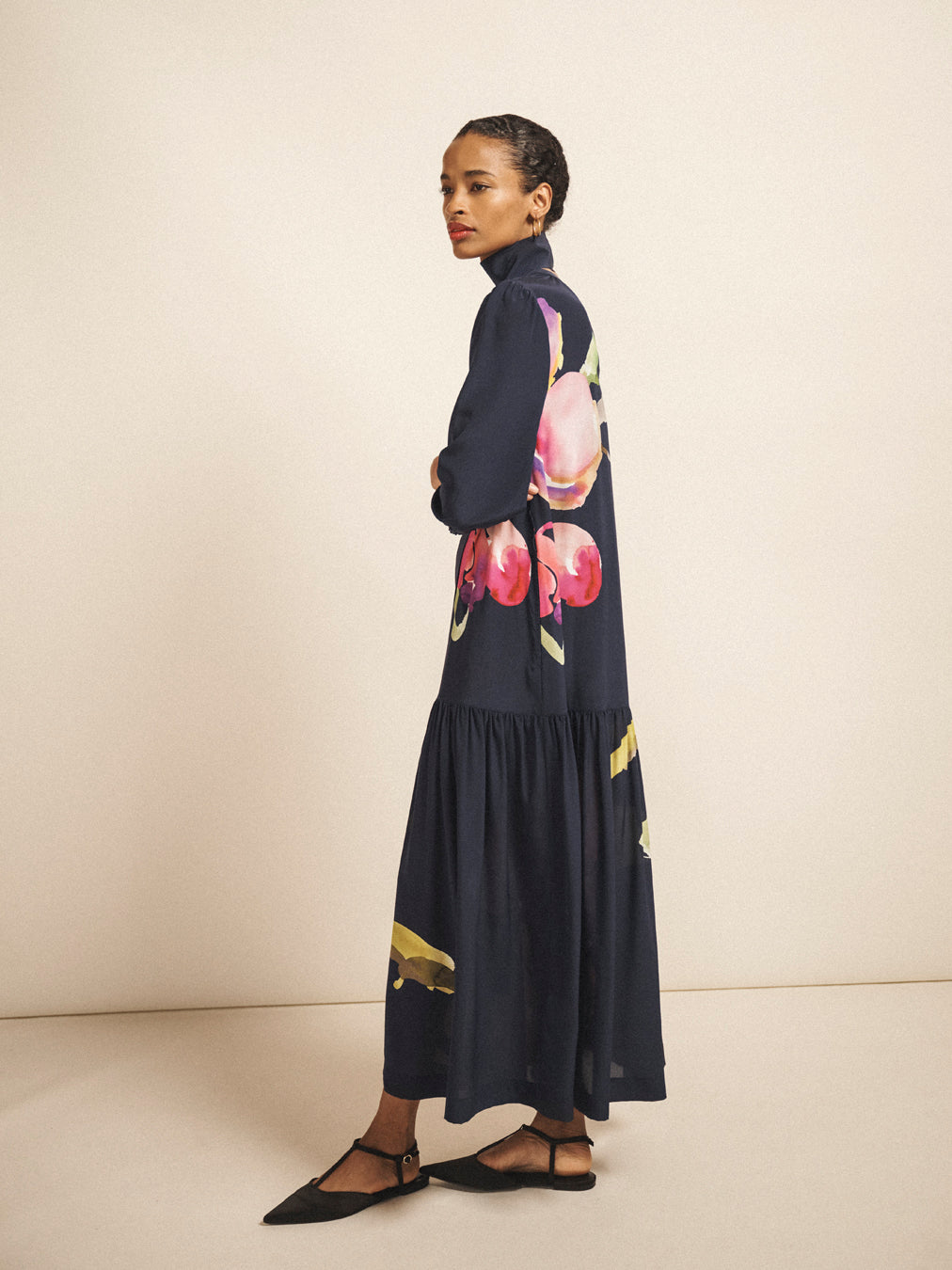 Ashlynn silk orchid print dress