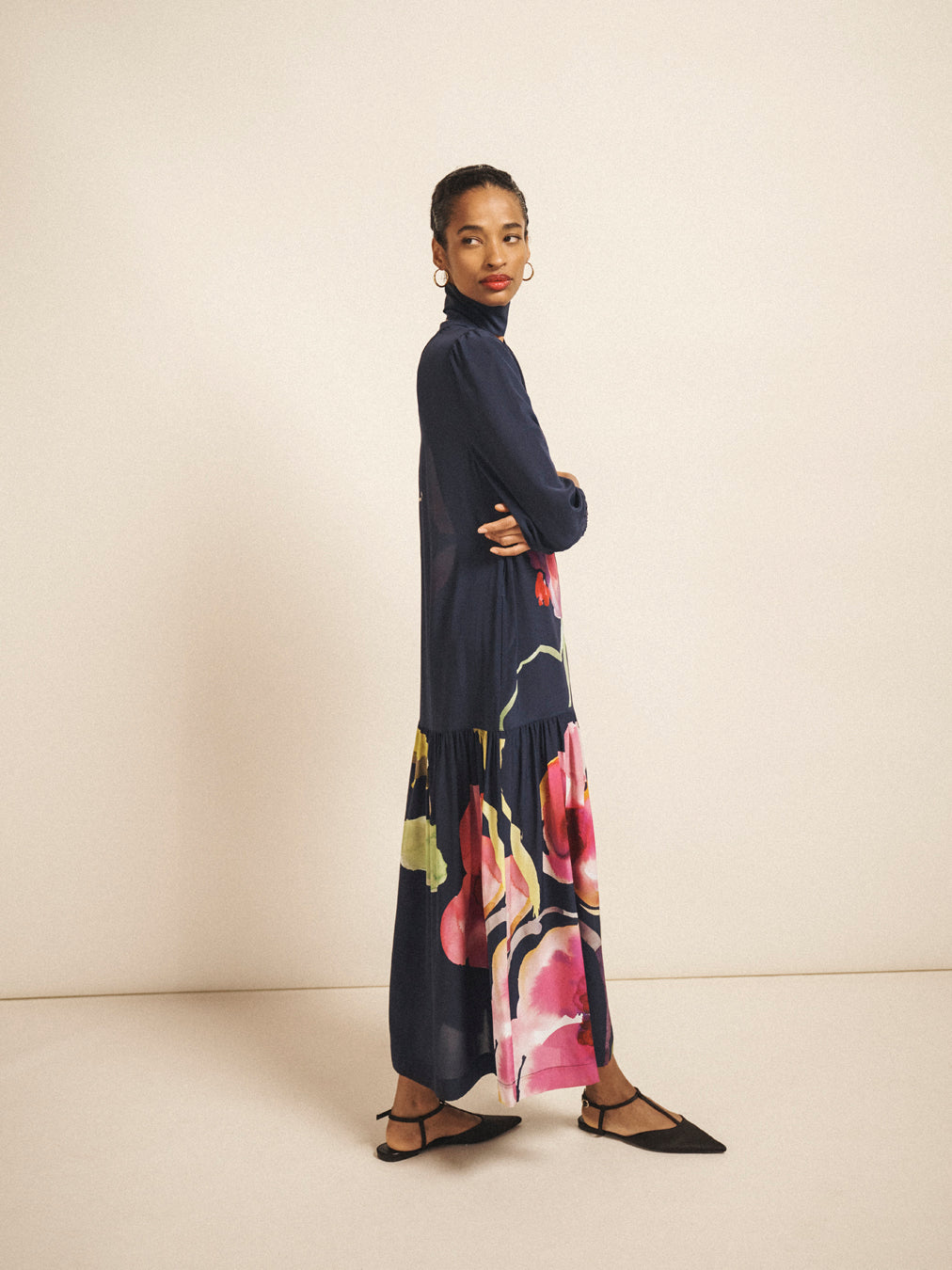 Ashlynn silk orchid print dress