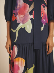 Ashlynn silk orchid print dress