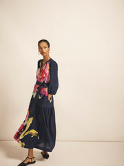 Ashlynn silk orchid print dress