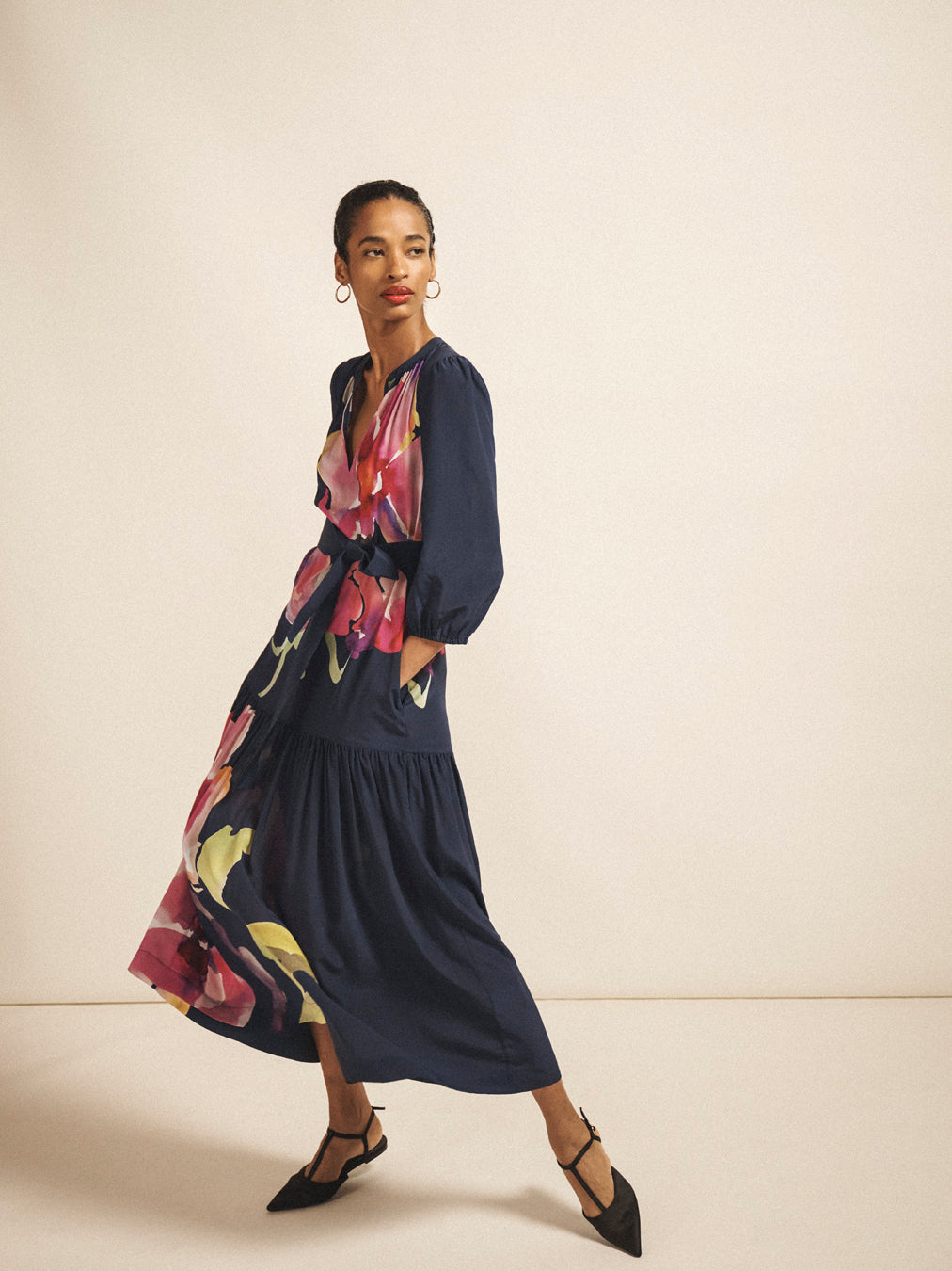 Ashlynn silk orchid print dress