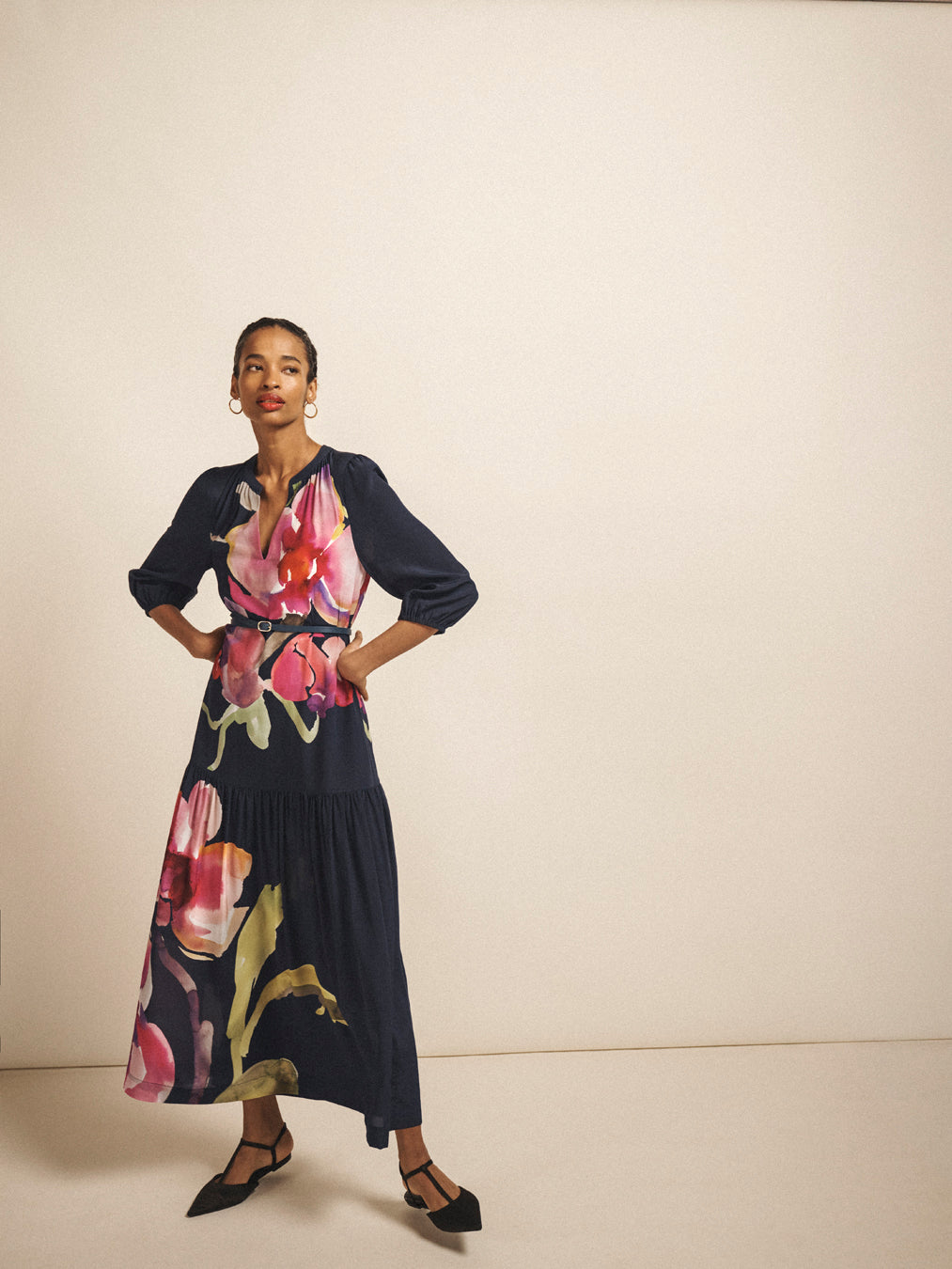 Ashlynn silk orchid print dress