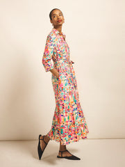 Astrid bright ribbon print maxi dress | NRBY Clothing