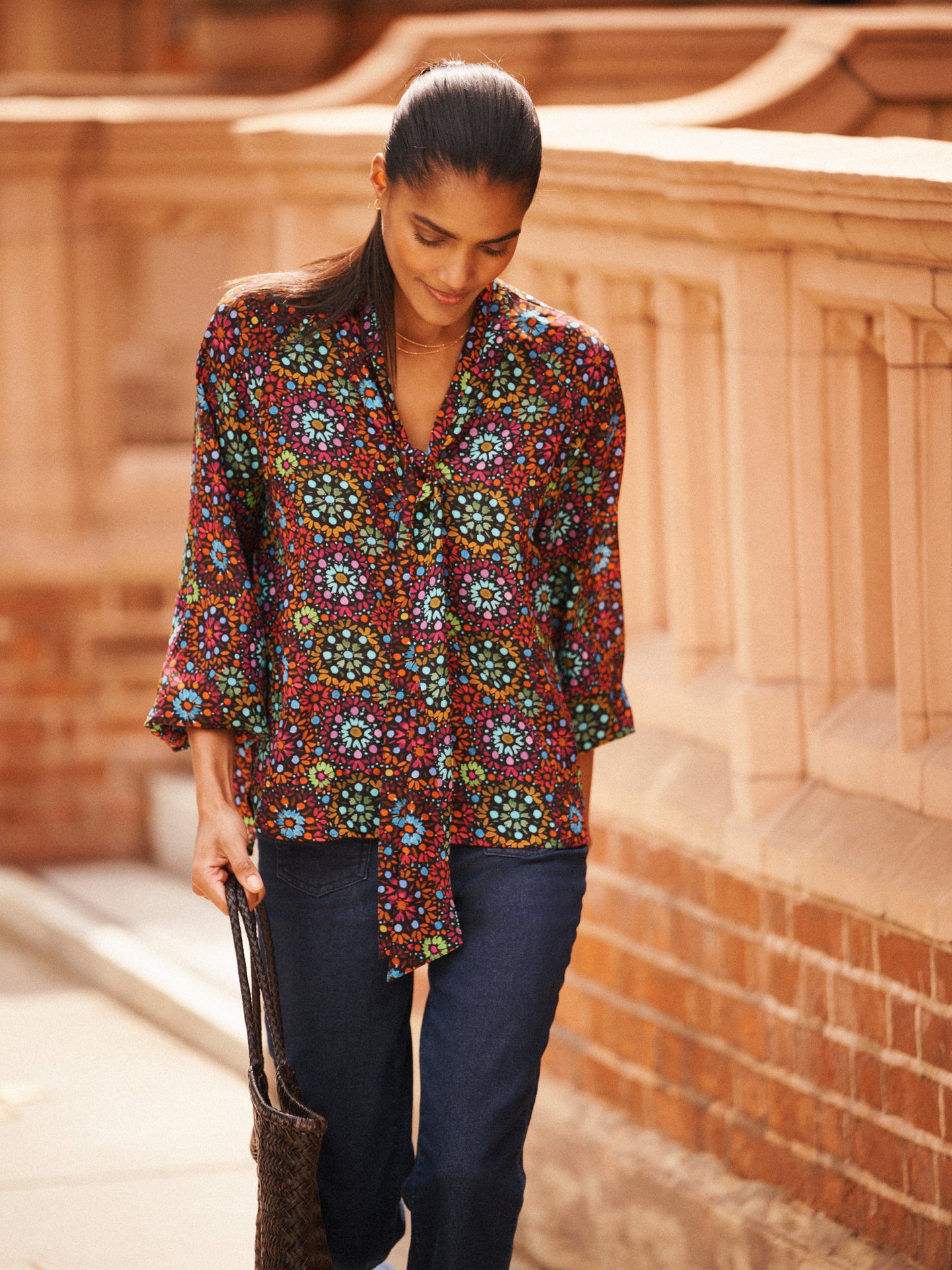 Aubree silk kaleidoscope top