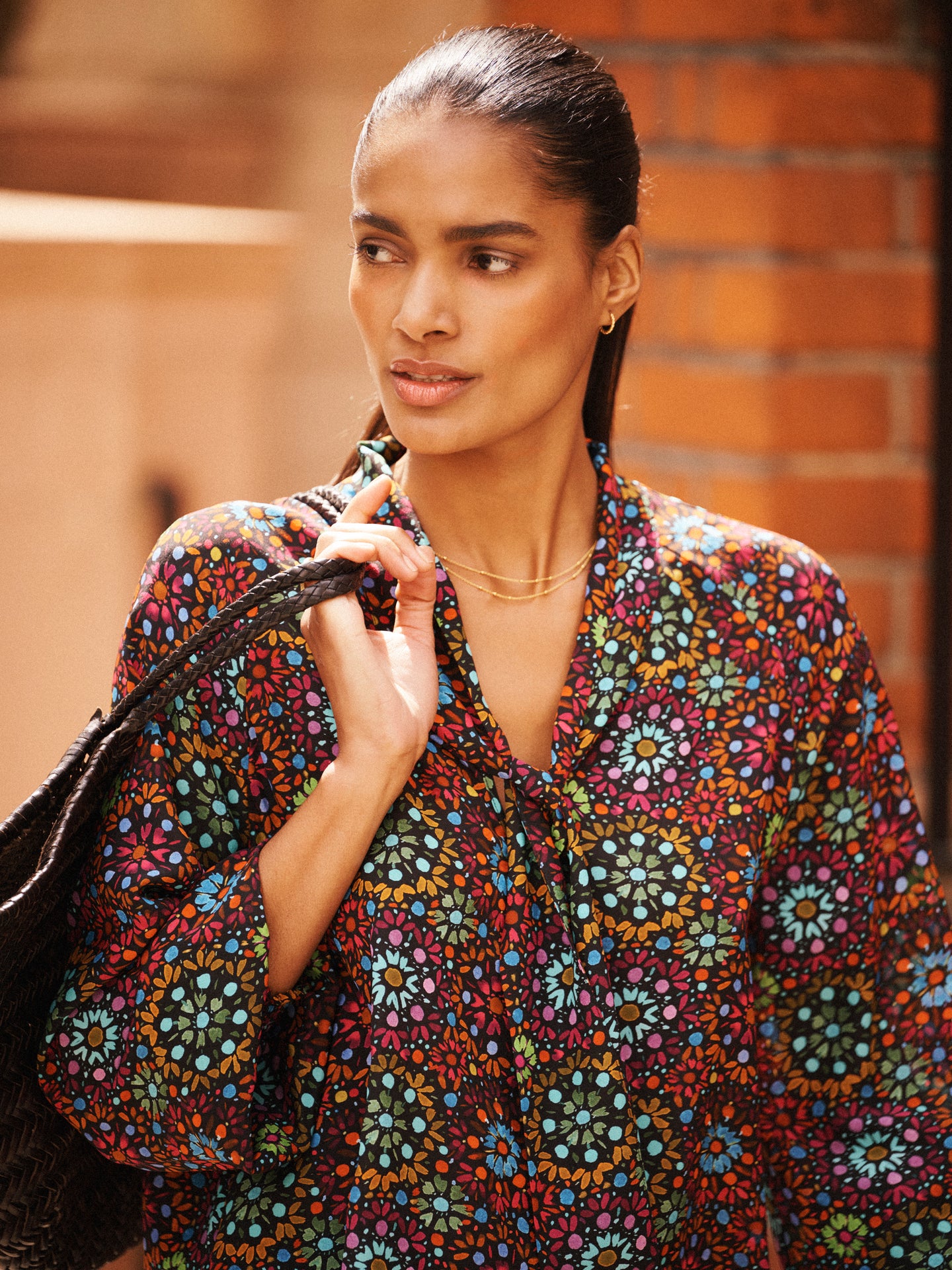 Aubree silk kaleidoscope top
