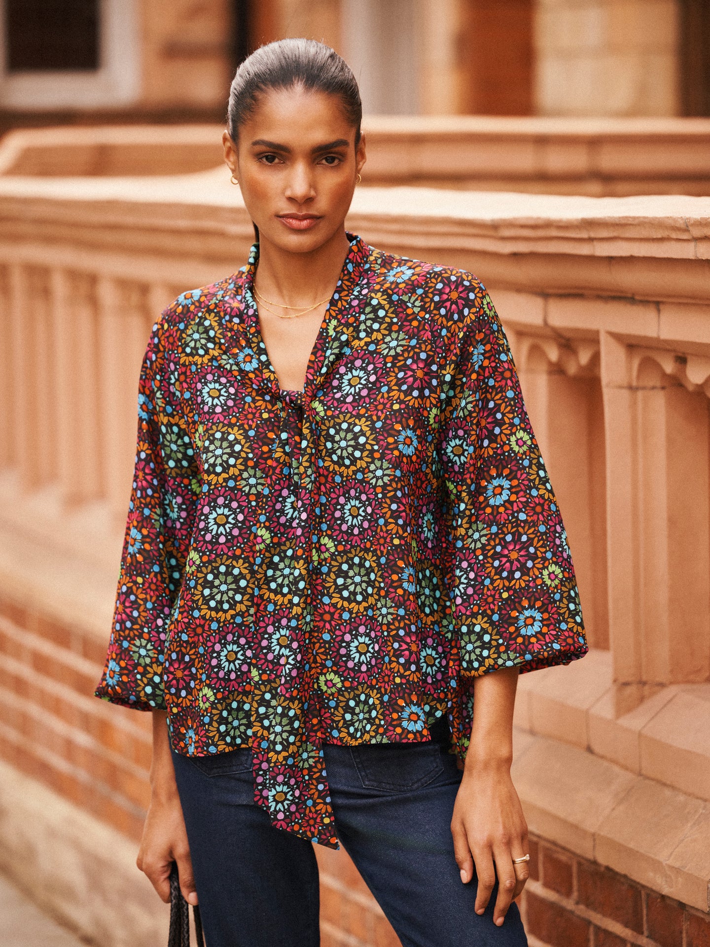 Aubree silk kaleidoscope top