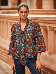 Aubree silk kaleidoscope top