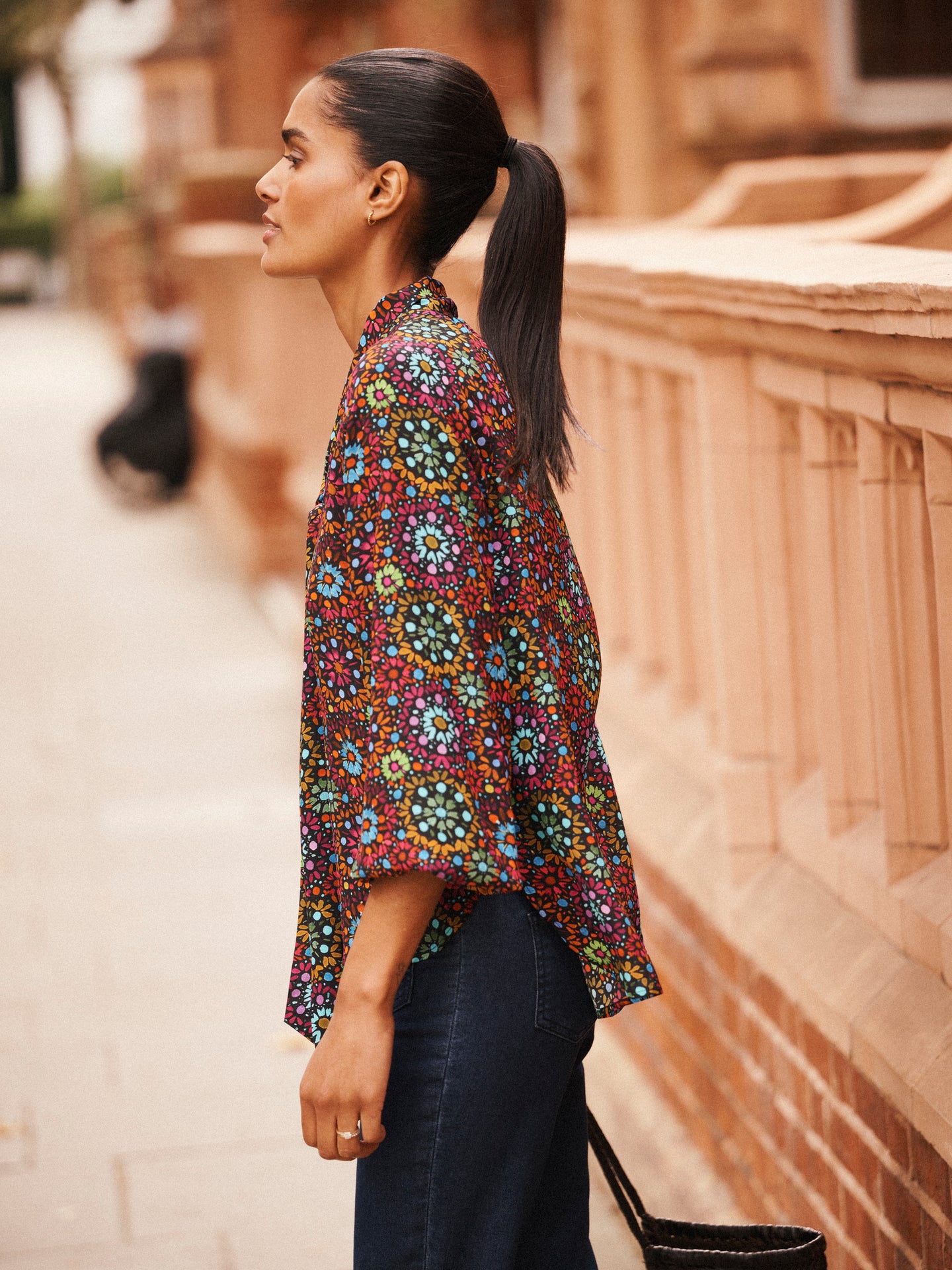Aubree silk kaleidoscope top