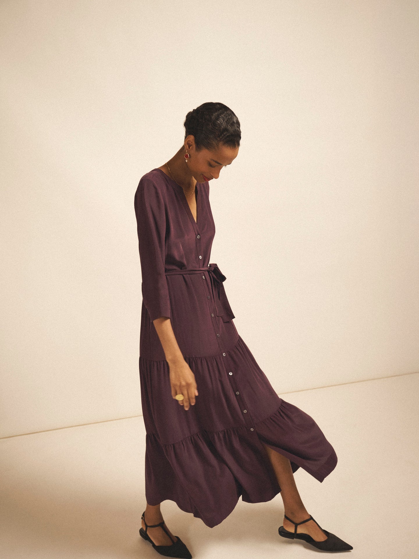 Avery silk maxi dress - Damson
