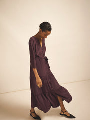 Avery silk maxi dress - Damson