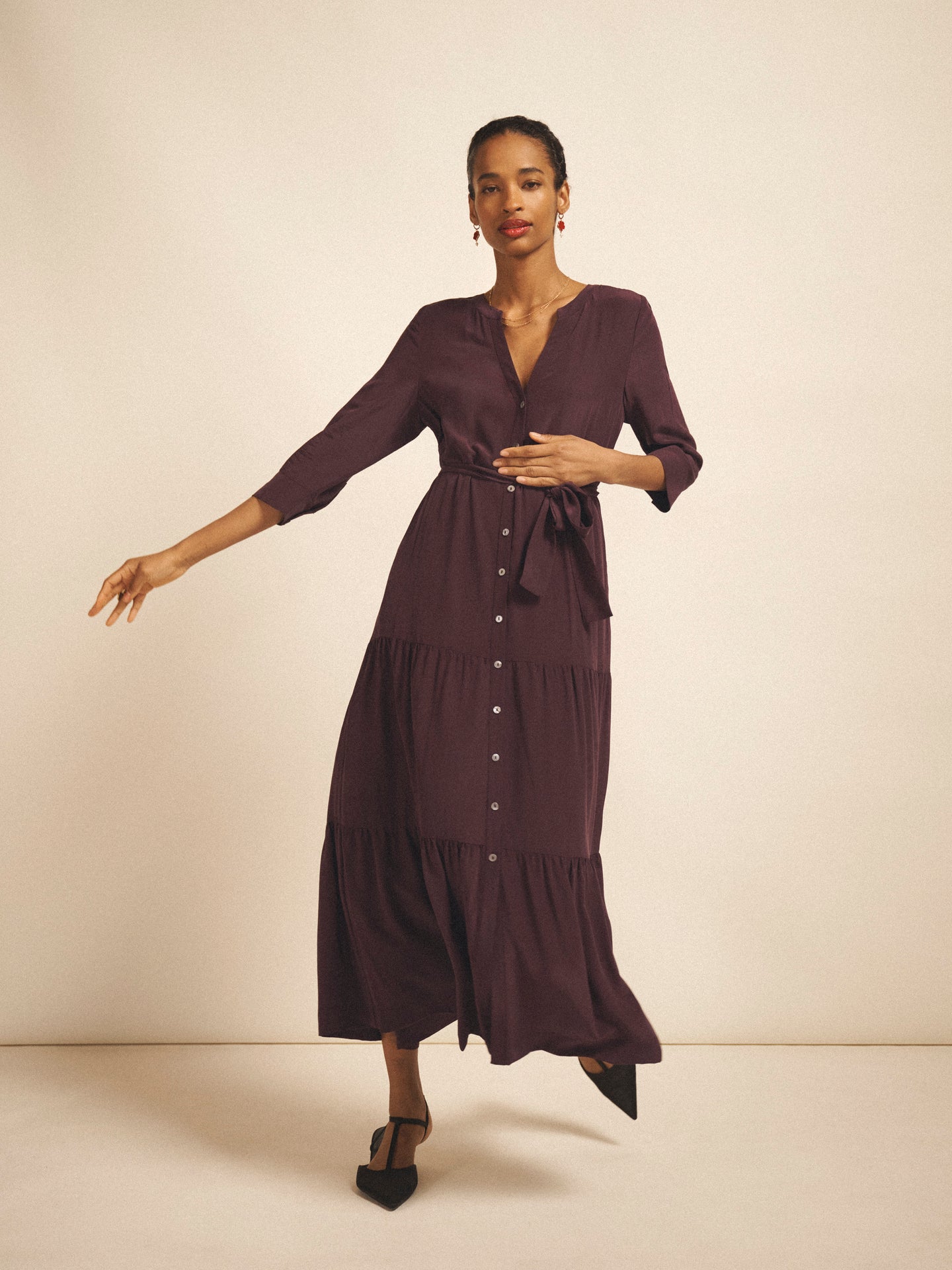 Avery silk maxi dress - Damson