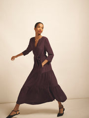 Avery silk maxi dress - Damson