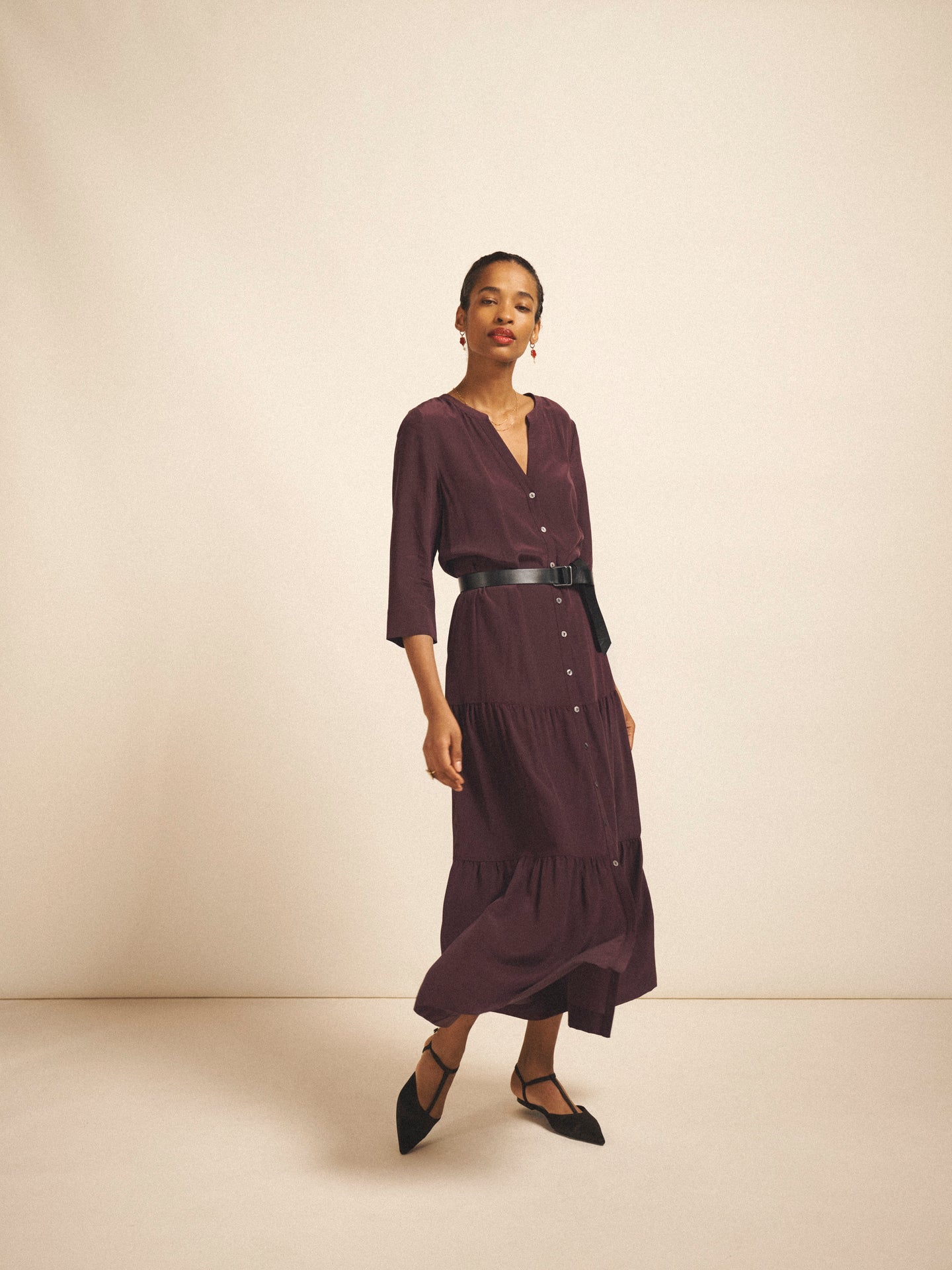 Avery silk maxi dress - Damson