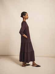 Avery silk maxi dress - Damson