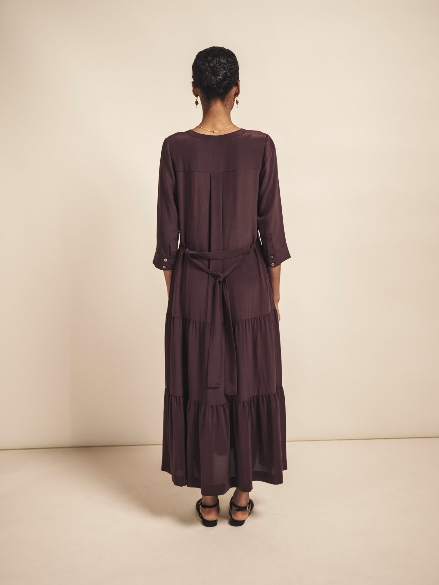 Avery silk maxi dress - Damson