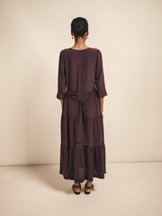 Avery silk maxi dress - Damson