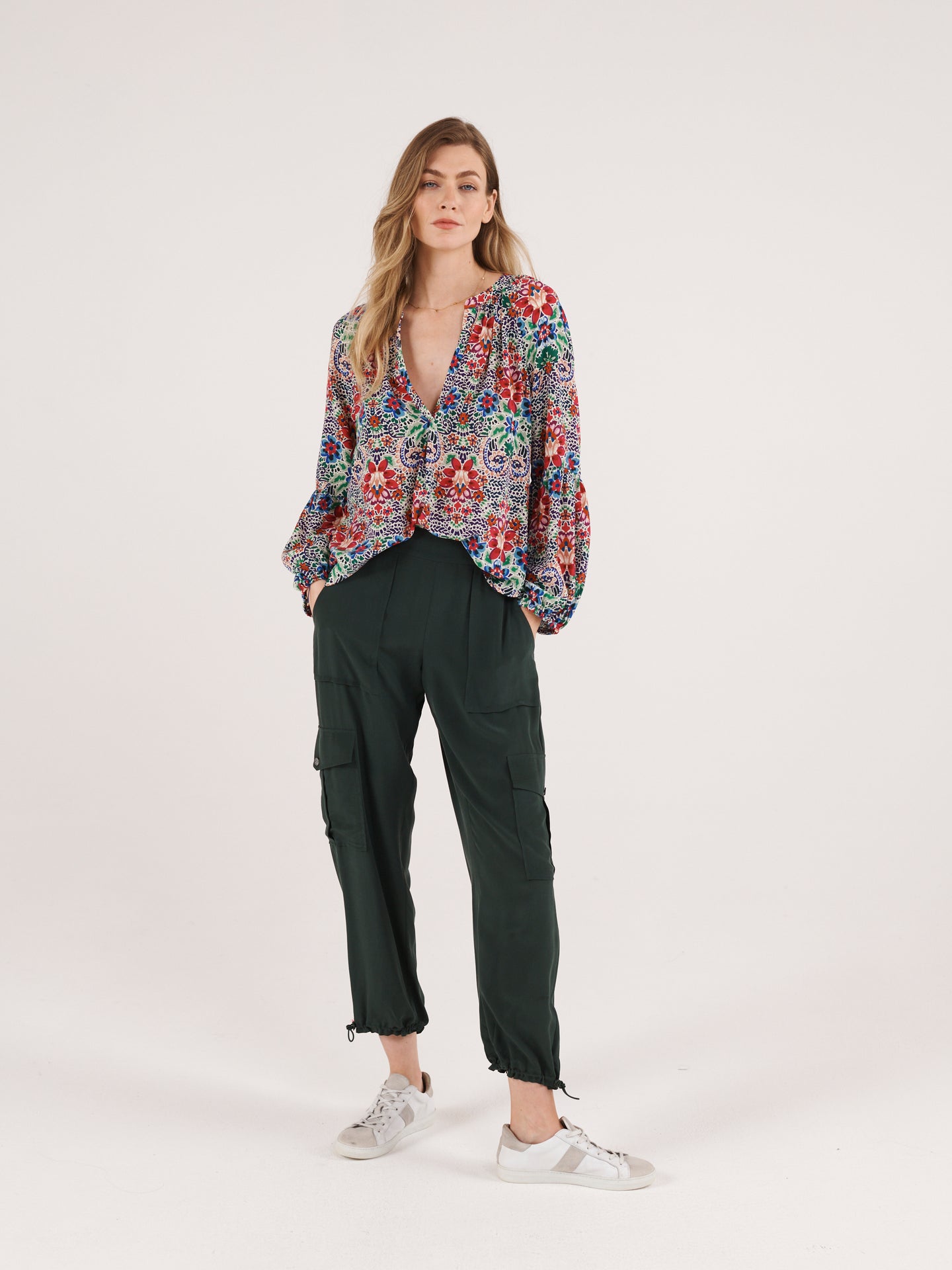 Ophelia silk floral ikat shirt