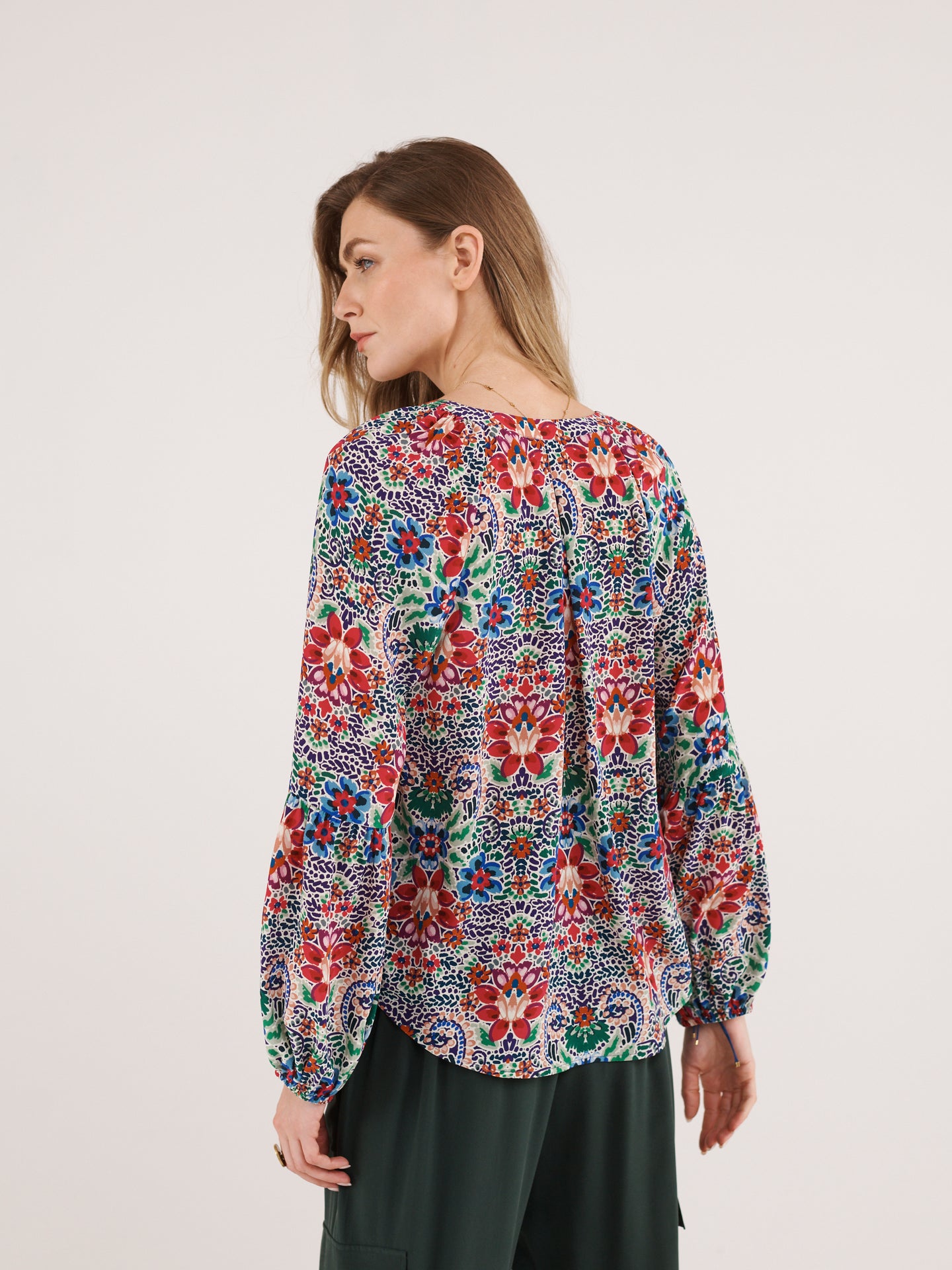 Ophelia silk floral ikat shirt