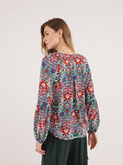 Ophelia silk floral ikat shirt