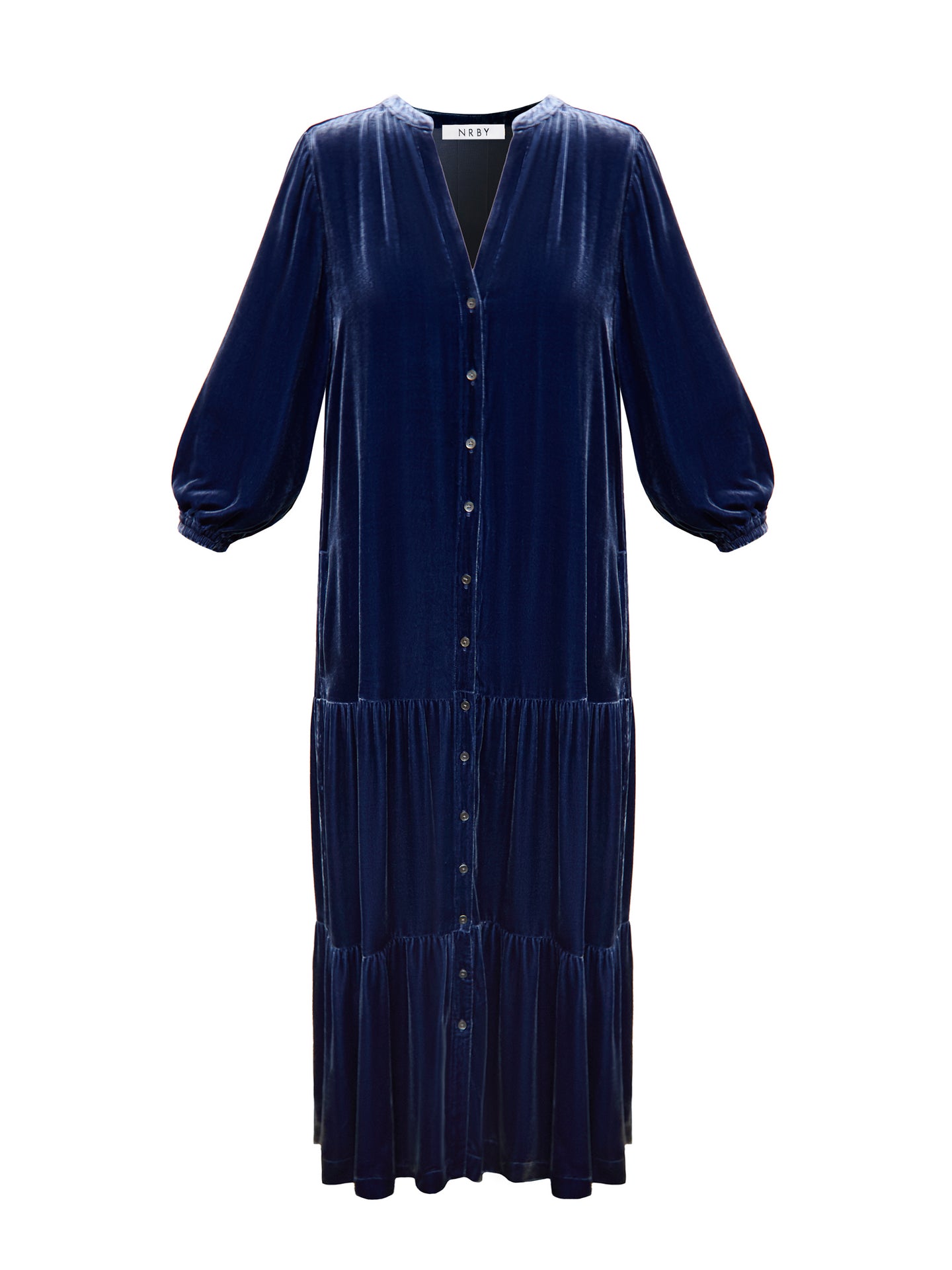 Addy silk blend velvet dress - Denim Blue