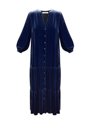 Addy silk blend velvet dress - Denim Blue
