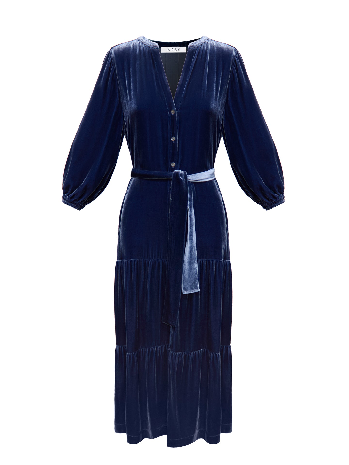 Addy silk blend velvet dress - Denim Blue