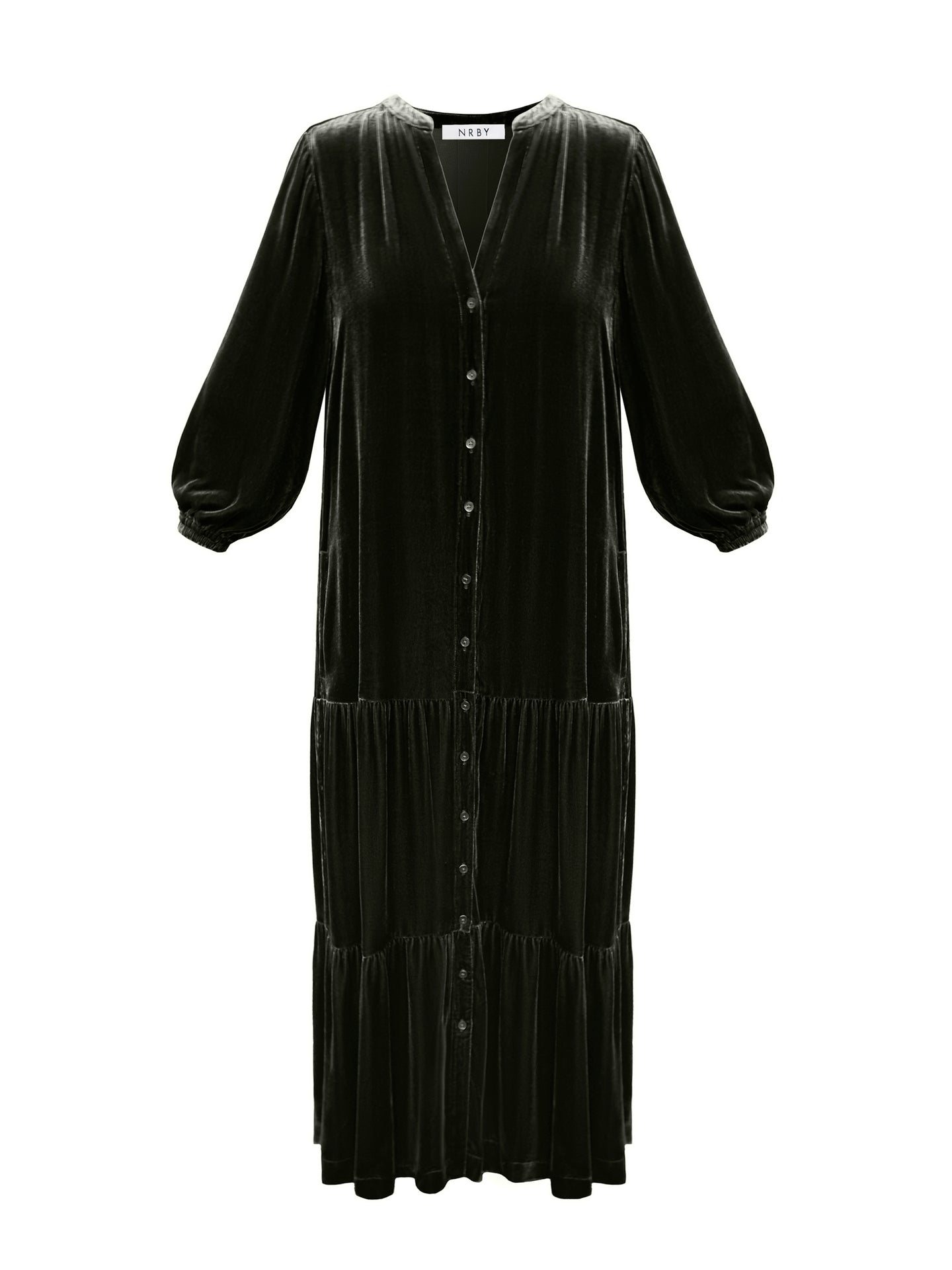 Addy silk blend velvet dress - Khaki