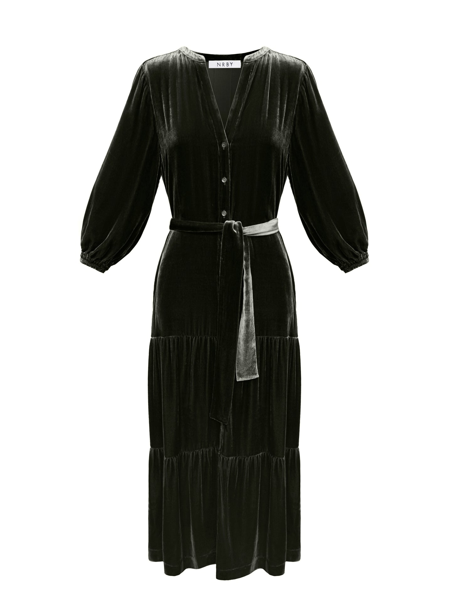 Addy silk blend velvet dress - Khaki