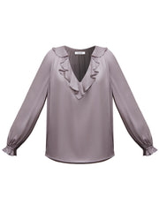 Alberta silk satin top - Pearl Grey
