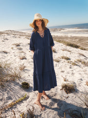 Annalisa cotton double cloth dress - Navy | NRBY Clothing