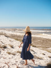Annalisa cotton double cloth dress - Navy | NRBY Clothing