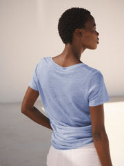 Charlie linen V-neck T-Shirt - Cornflower Blue | NRBY Clothing