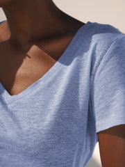 Charlie linen V-neck T-Shirt - Cornflower Blue | NRBY Clothing