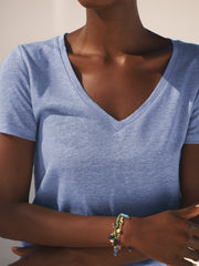 Charlie linen V-neck T-Shirt - Cornflower Blue | NRBY Clothing