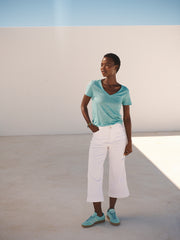 Asha cotton wide leg crop jean - White | NRBY Clothing