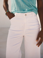Asha cotton wide leg crop jean - White | NRBY Clothing