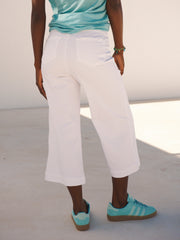 Asha cotton wide leg crop jean - White | NRBY Clothing