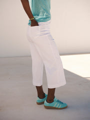 Asha cotton wide leg crop jean - White | NRBY Clothing