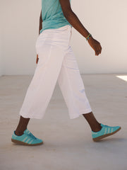 Asha cotton wide leg crop jean - White | NRBY Clothing