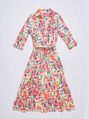 Astrid bright ribbon print dress