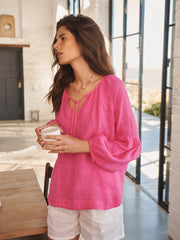 Athena gauze linen shirt - Bright Pink | NRBY Clothing