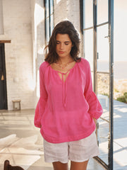 Athena gauze linen shirt - Bright Pink | NRBY Clothing