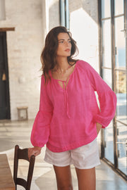 Athena gauze linen shirt - Bright Pink | NRBY Clothing